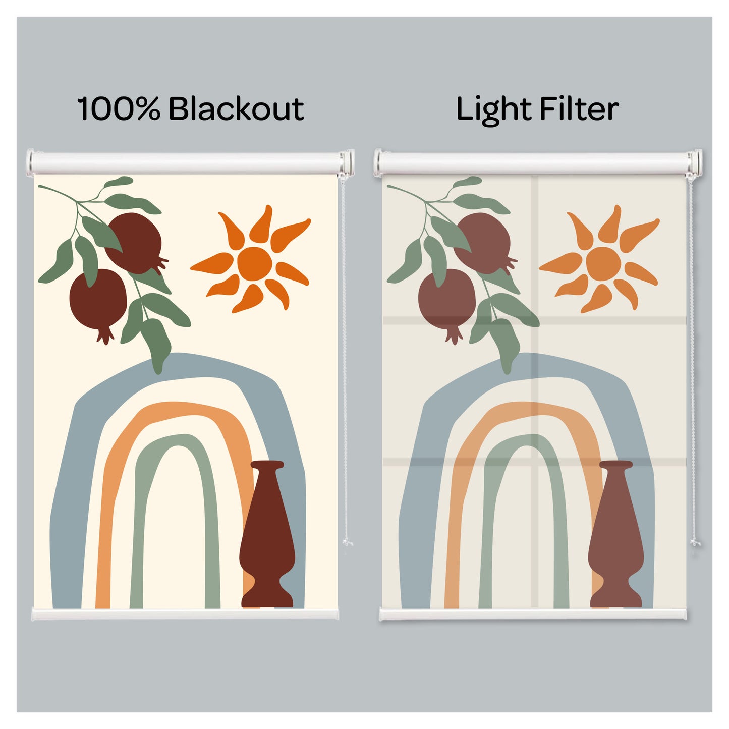 Modern Boho Sun Rainbow Plant Window Roller Shade