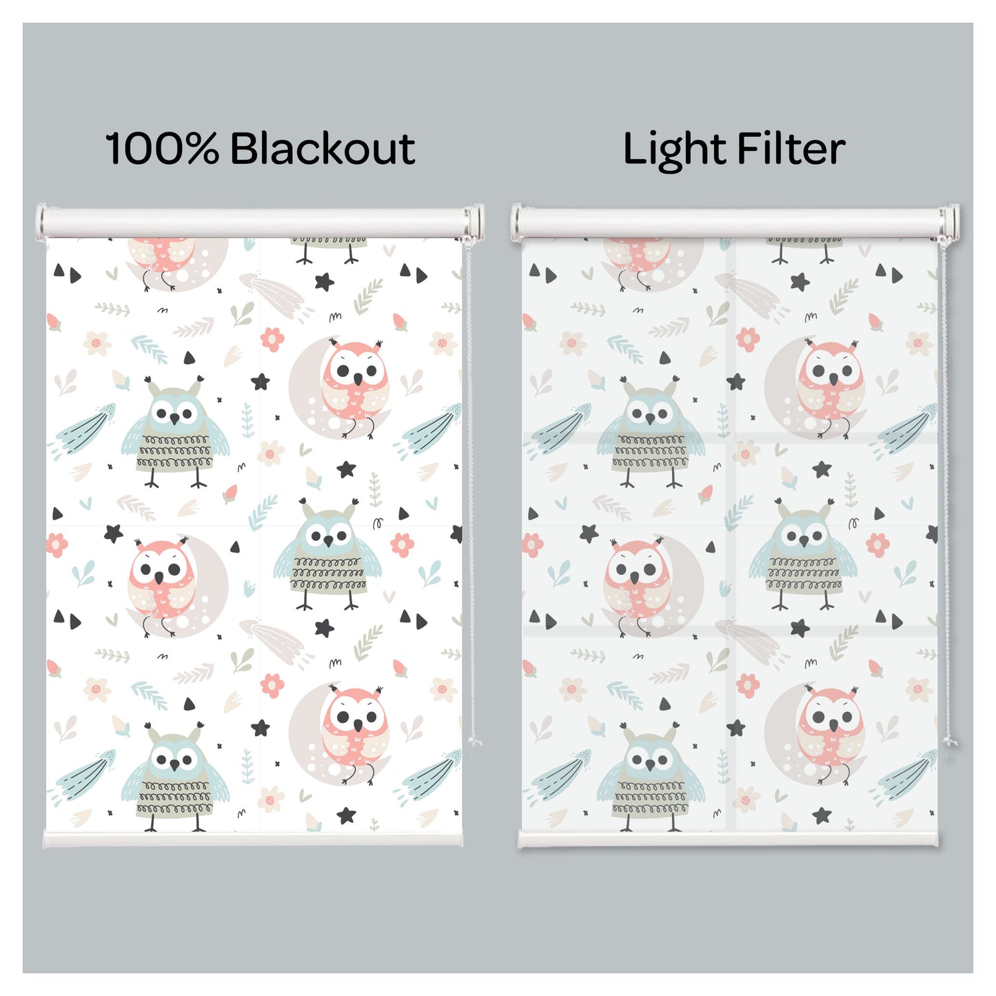 Cute Owl Print Nursery Theme Window Roller Shade