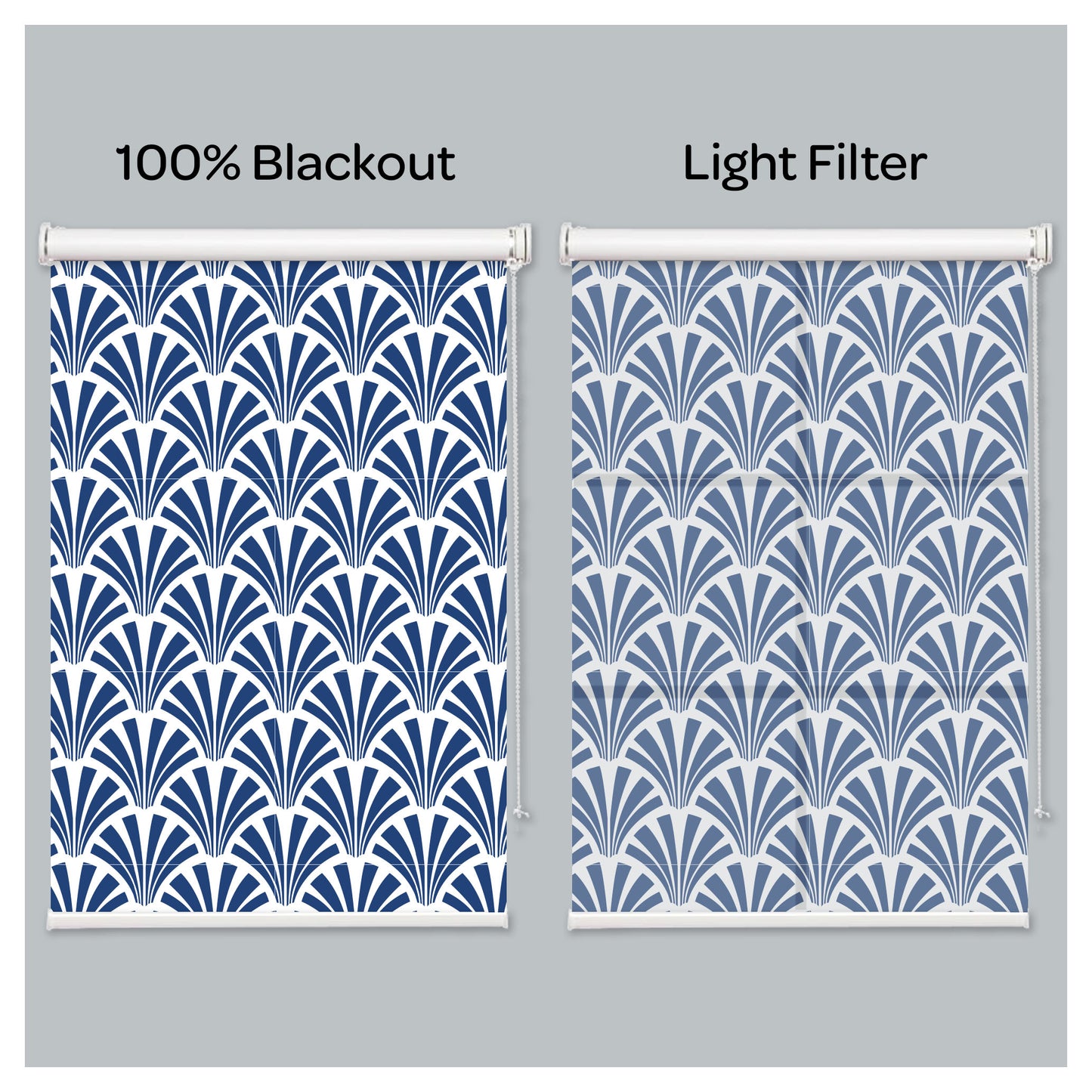 Blue Japanese Style Shell Shape Print Window Roller Shade