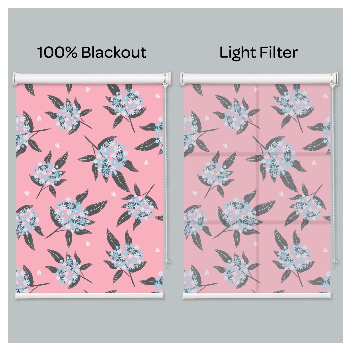 Pastel Hydrangea Dandelion Pink Dreamy Print Window Roller Shade