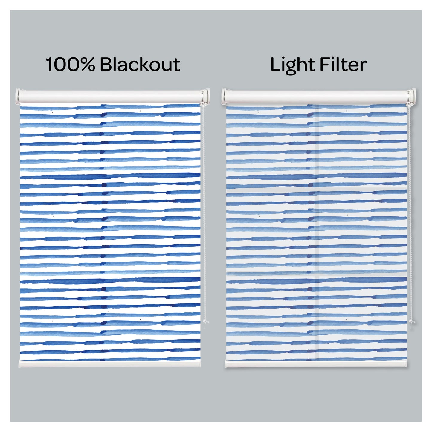 Blue Watercolor Striped Window Roller Shade