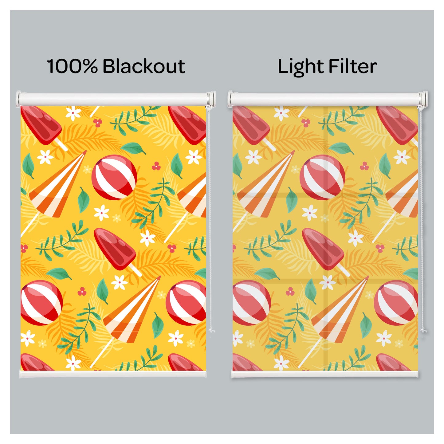 Summer Vibes Beach Ball Popsicle Yellow Window Roller Shade