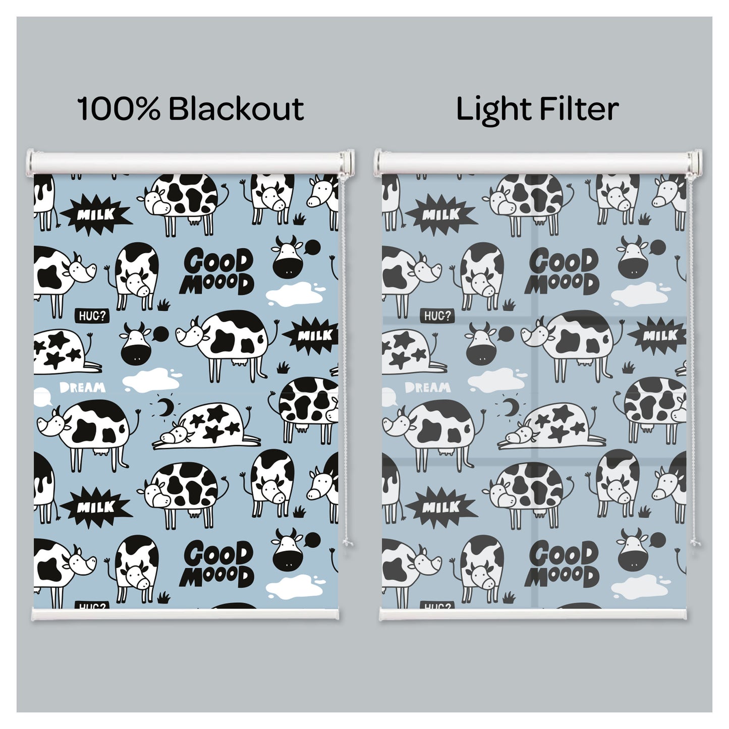 Good Mood Happy Cow Kettle Kid Nursery Window Roller Shade