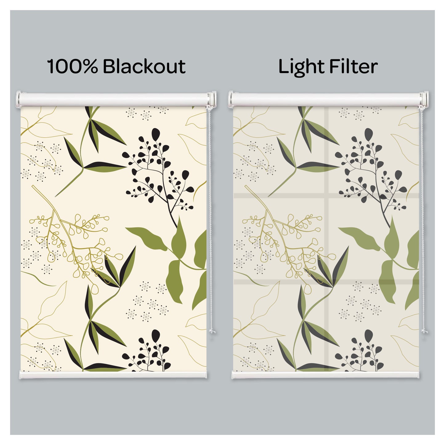 Mid Century Zen Peaceful Botanical Print Window Roller Shade