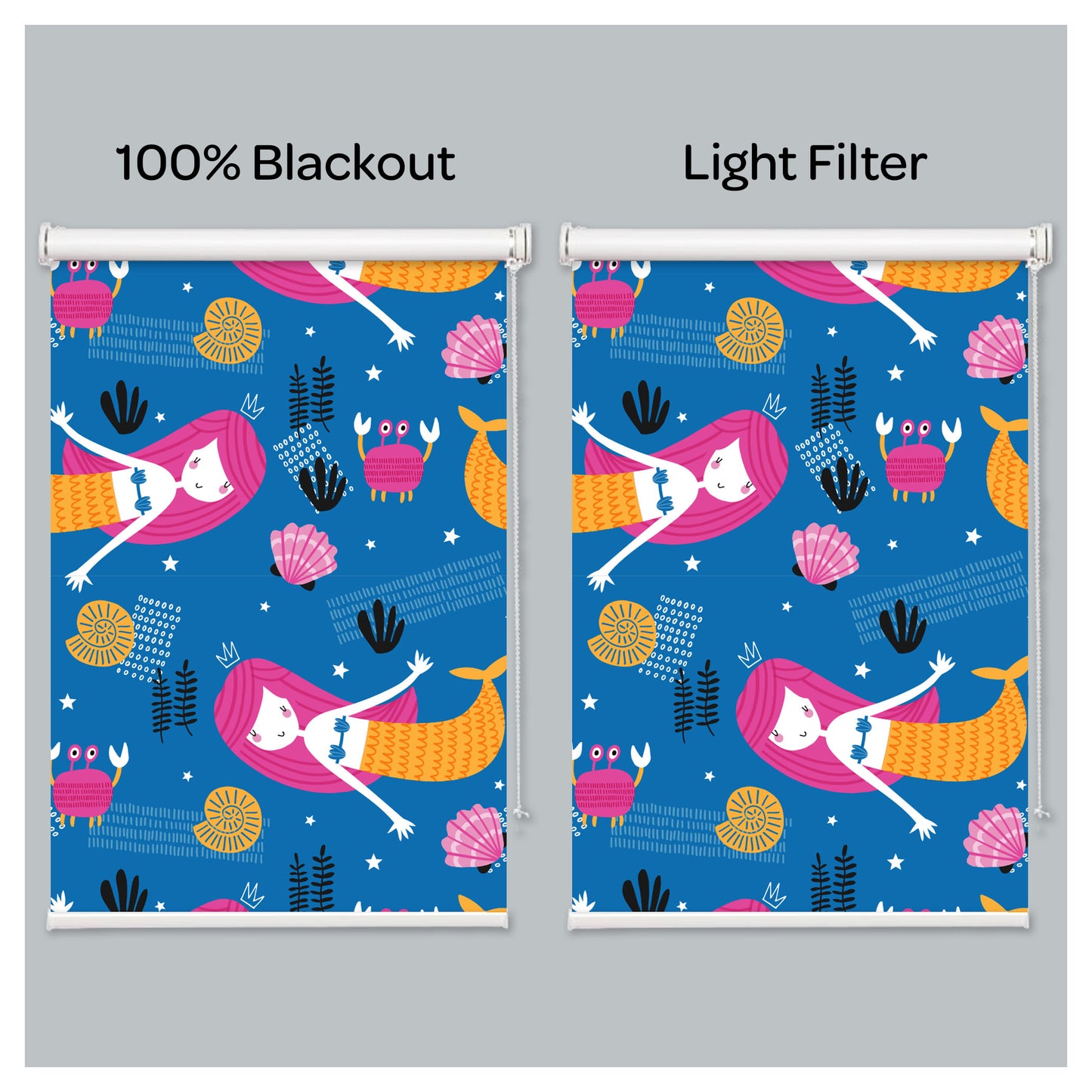 Mermaid with Her Friends Nursery Kid Room Window Roller Shade