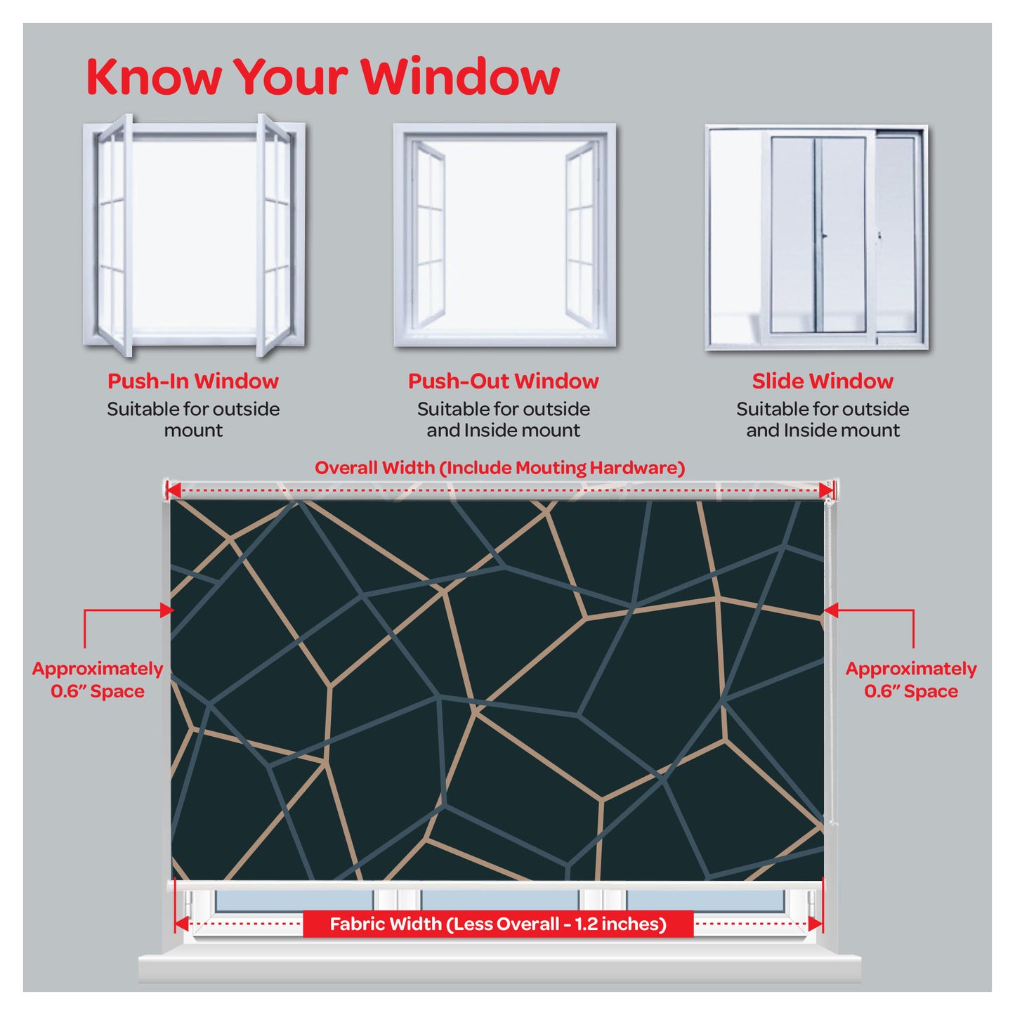 Modern Geometric in Dark Tone Window Roller Shade