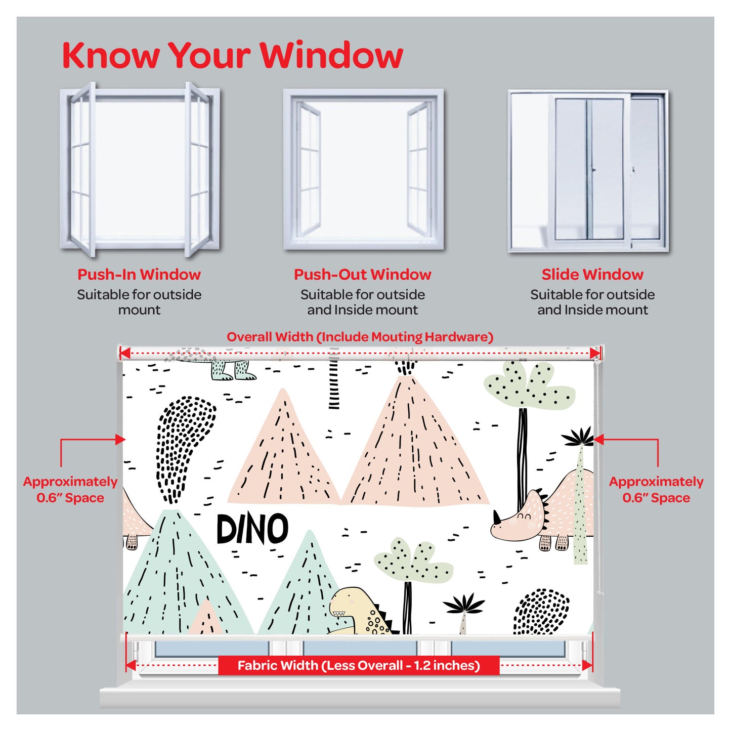 Dinosaur Nursery Kid Room Window Roller Shade