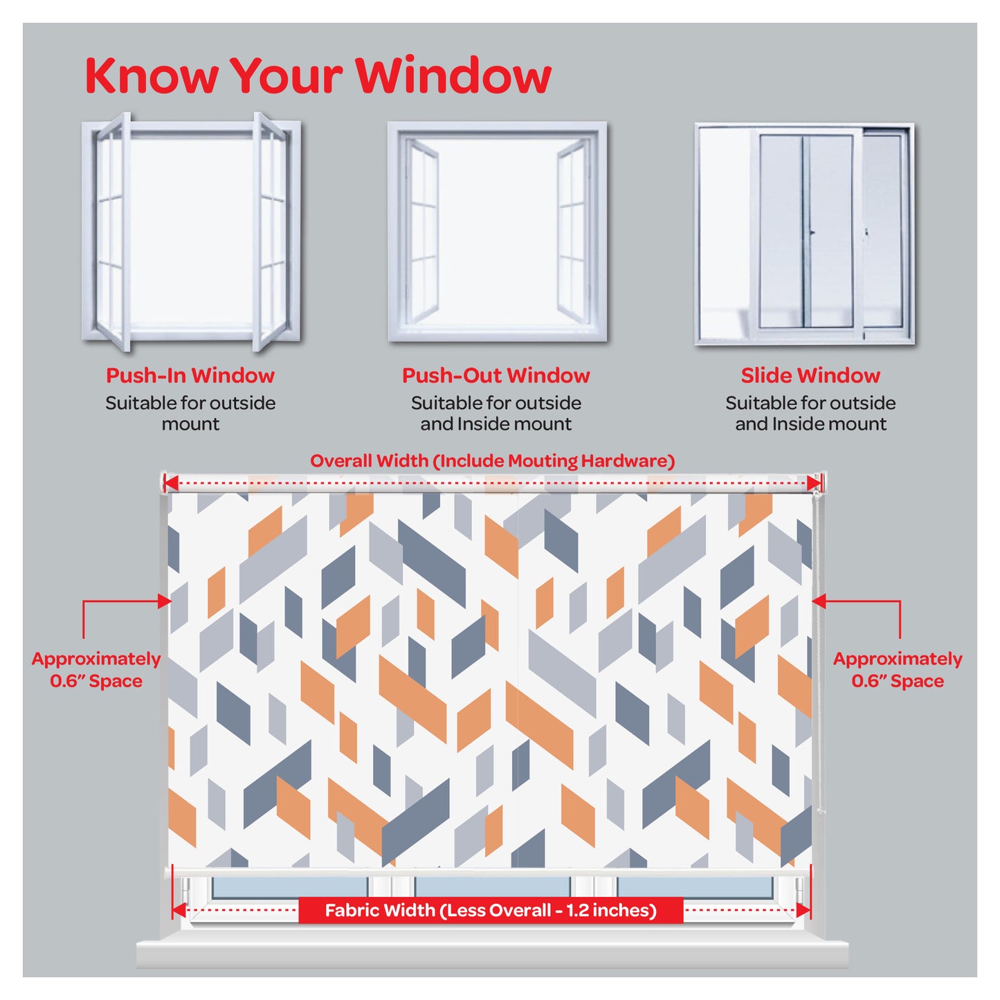 Contemporary Geometric Pattern Print Window Roller Shade