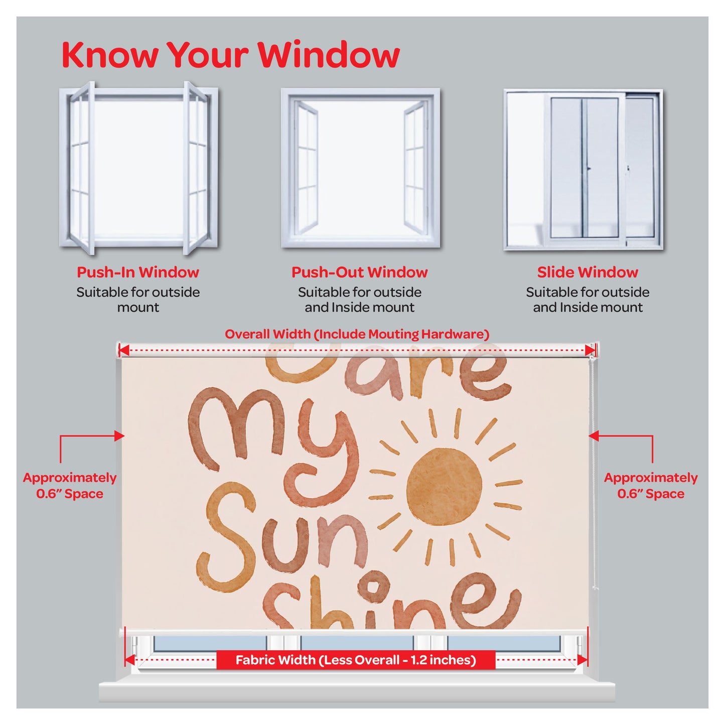 "YOU ARE MY SUNSHINE" Boho Pattern Print Theme Window Roller Shade