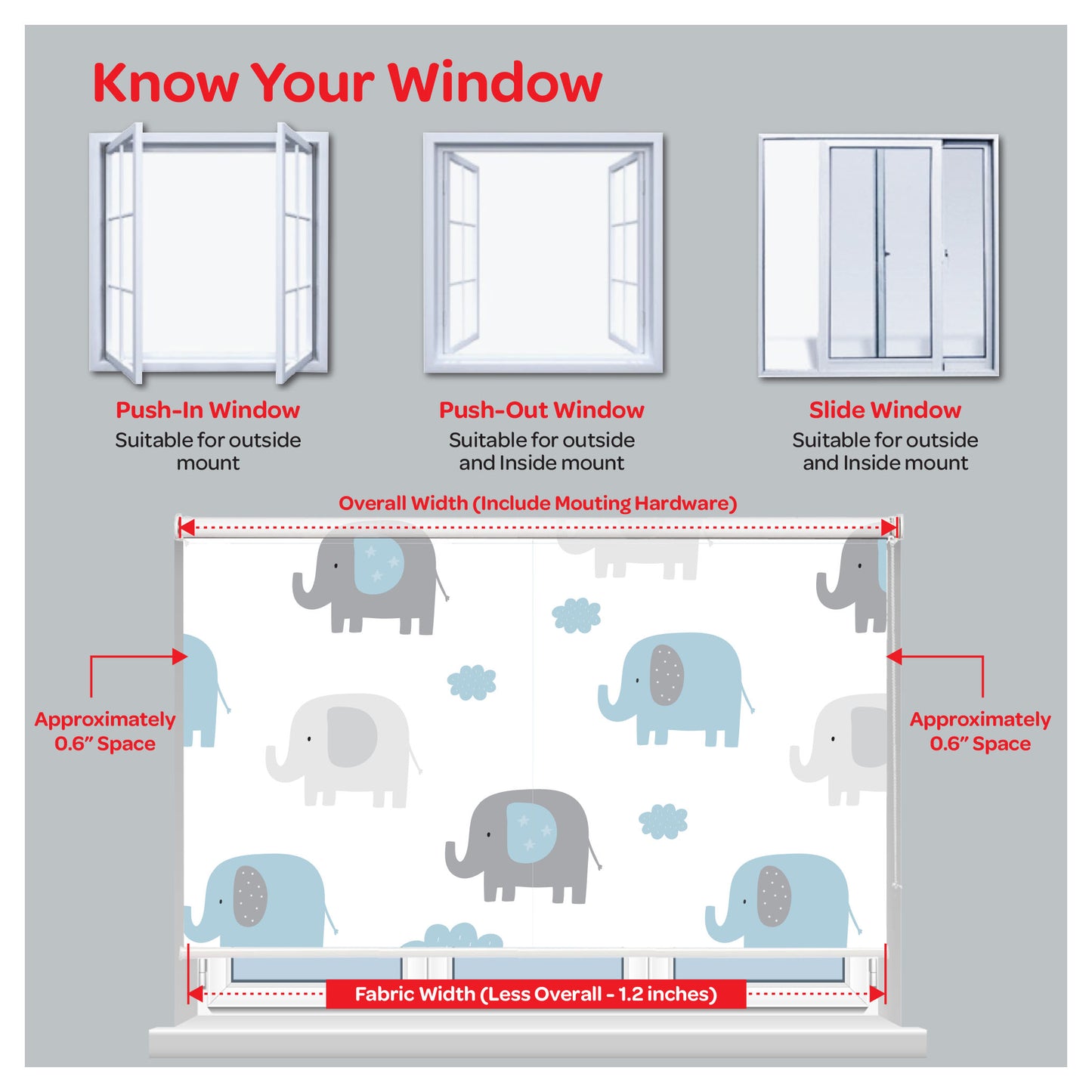 Nursery Elephants Window Roller Shade