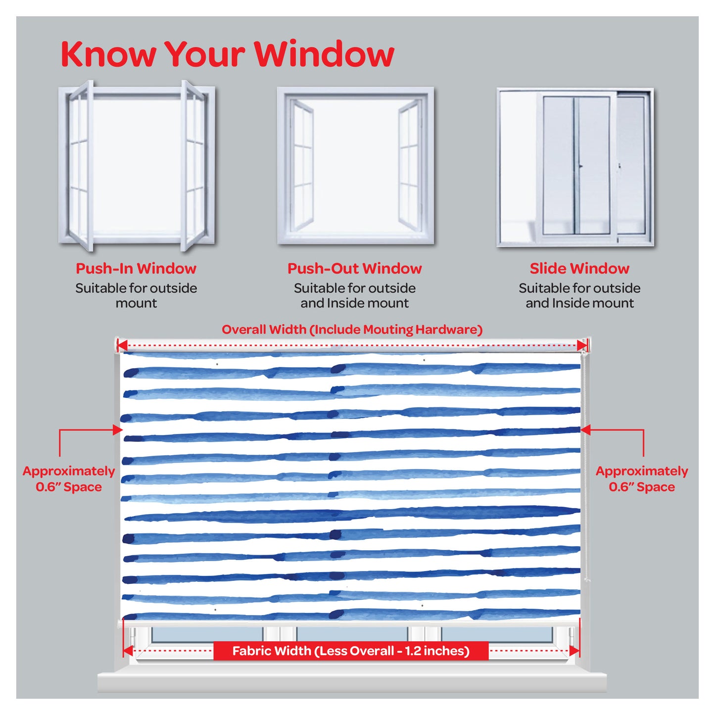 Blue Watercolor Striped Window Roller Shade