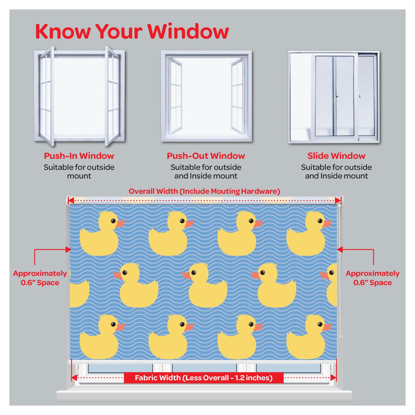 Yellow Duck Nursery Kid Room Window Roller Shade
