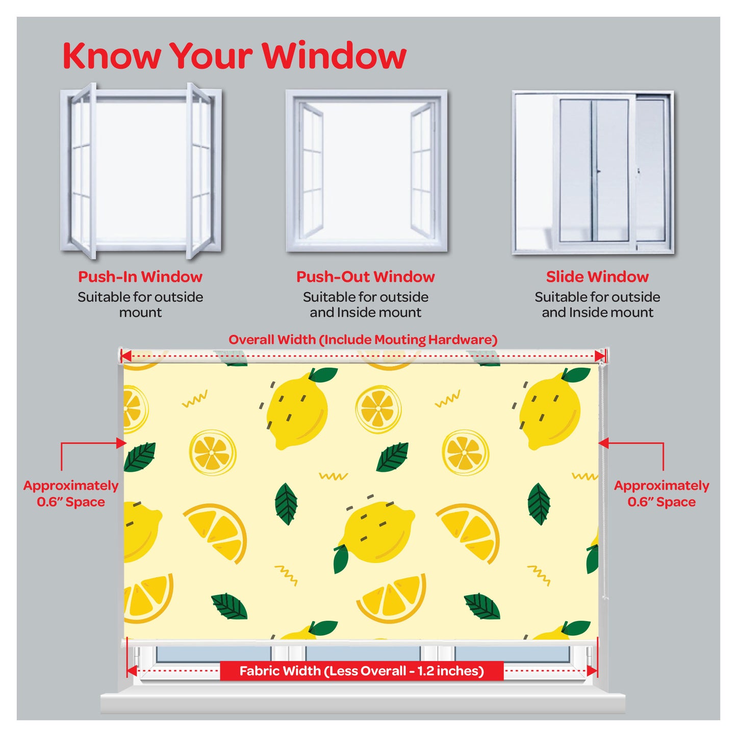 Lemon Pattern Print Window Roller Shade