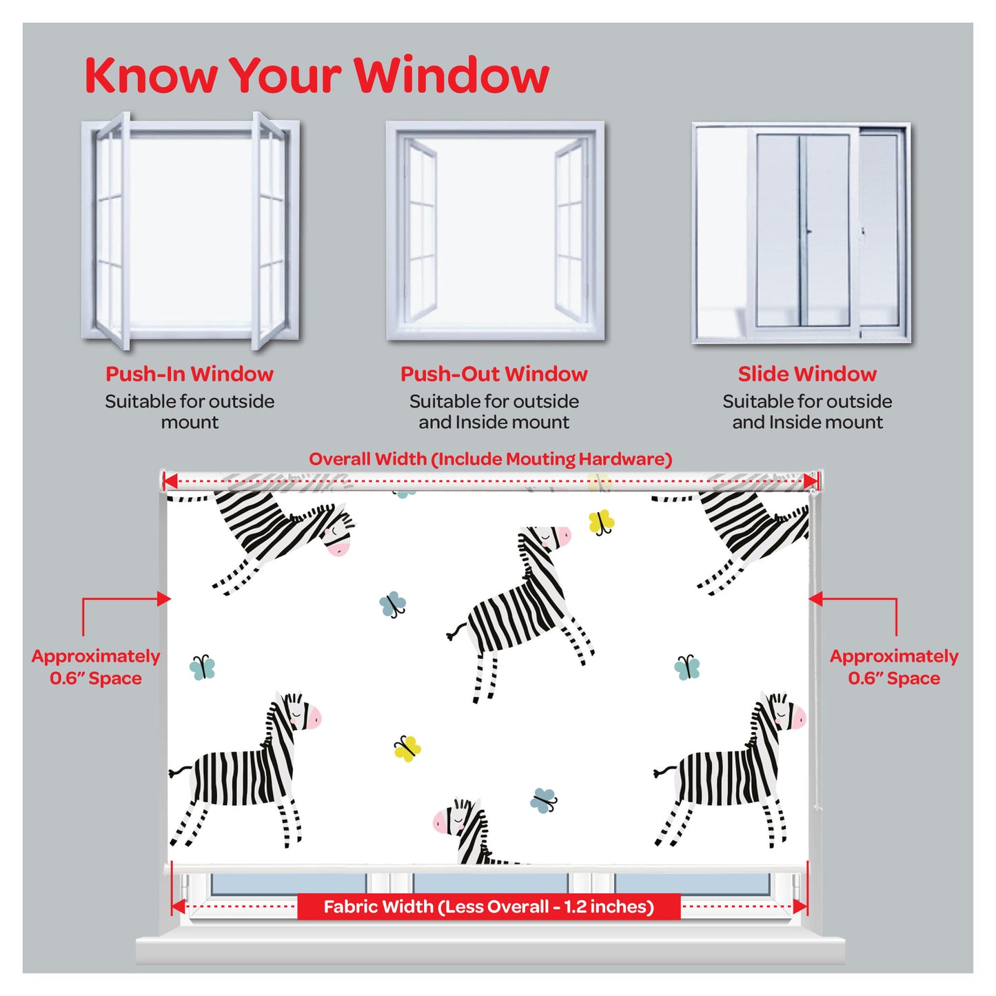 Minimalist Zebra Art Nursery Kid Room Window Roller Shade