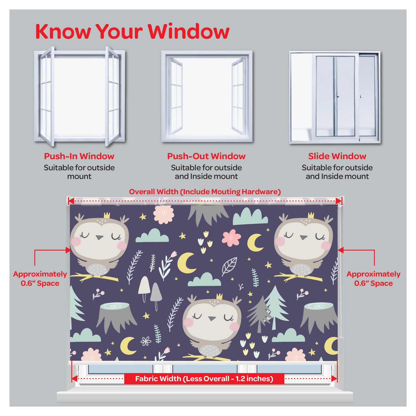 Nursery Night Owls Window Roller Shade