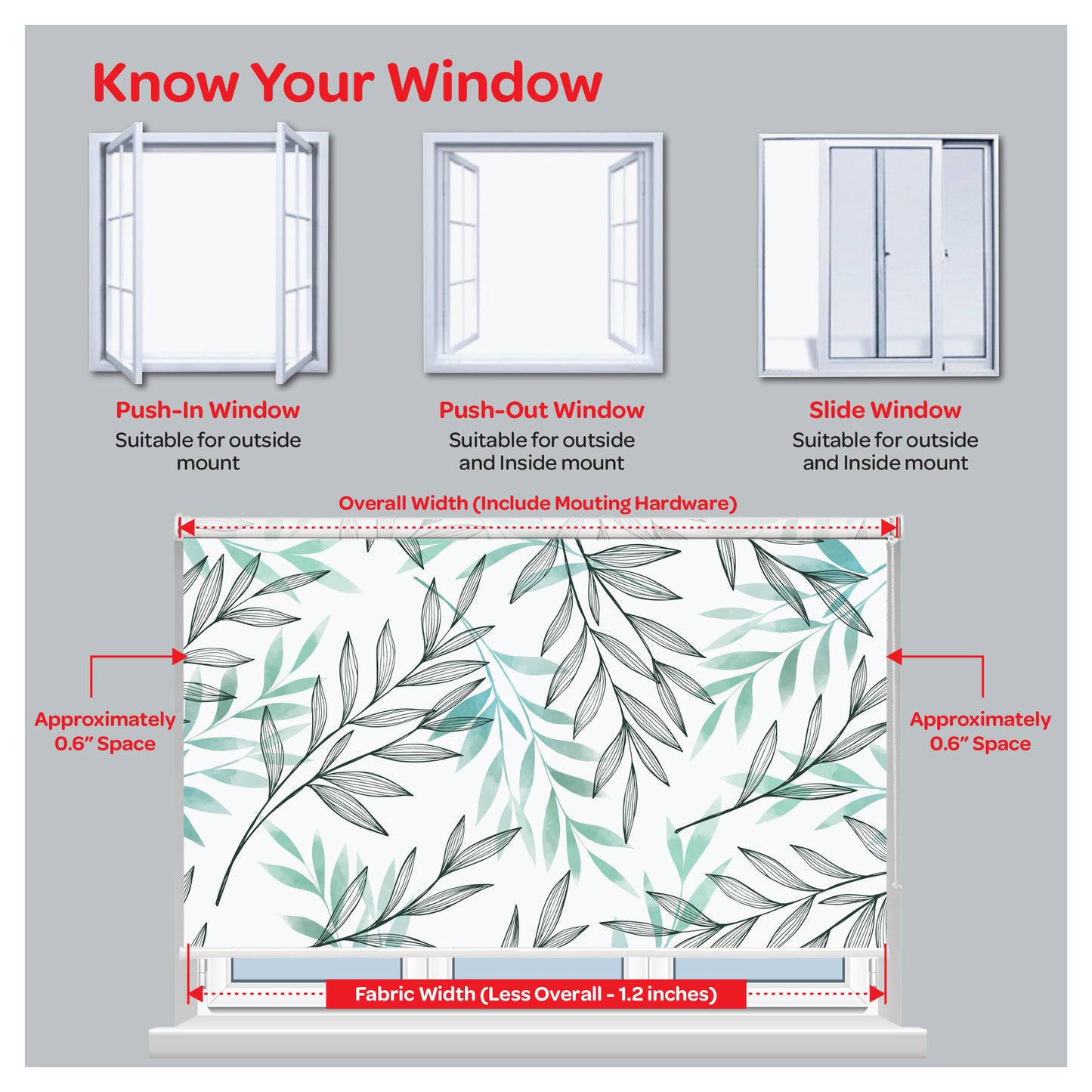 Plant Leaf Botanical Garden Natural Print Window Roller Shade