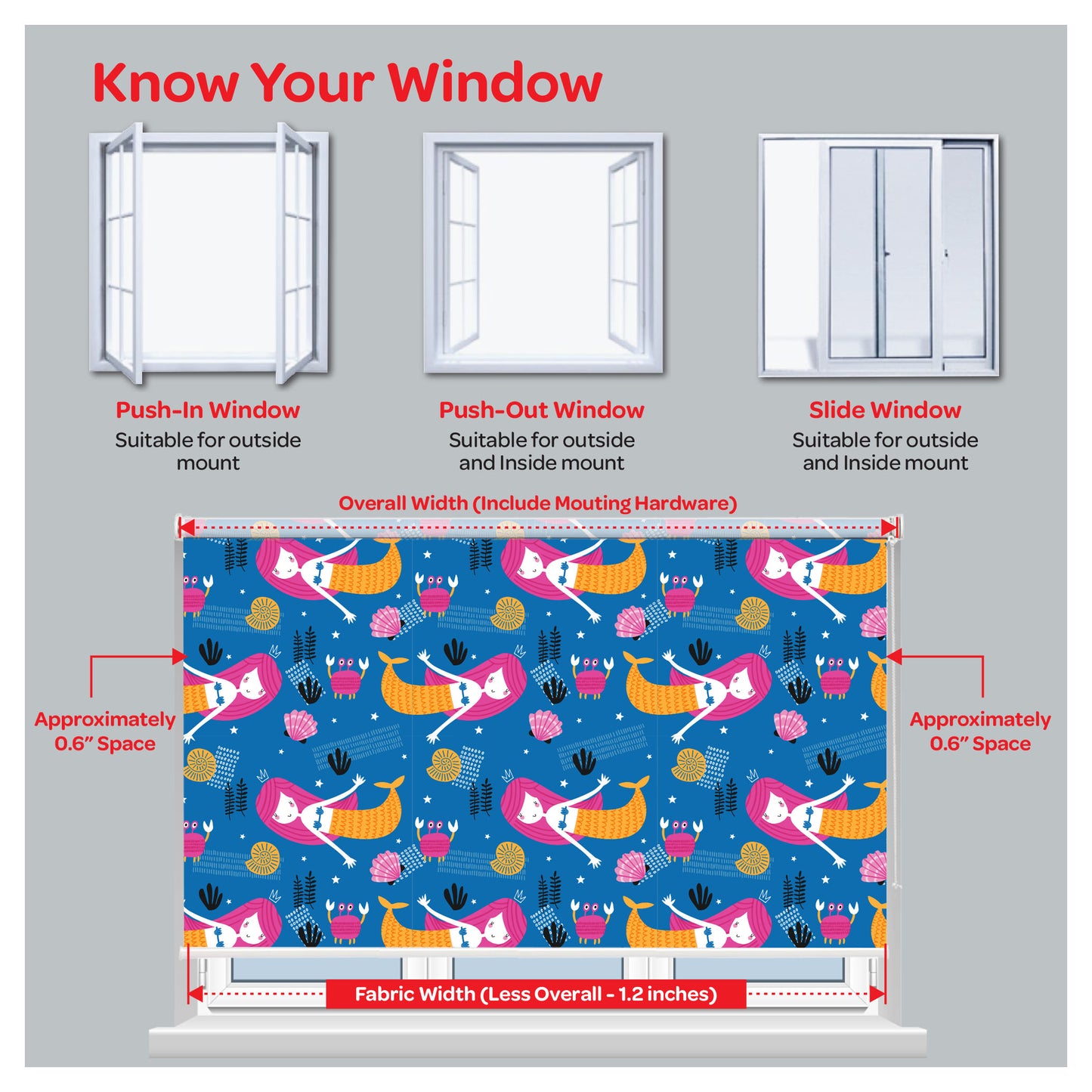 Mermaid with Her Friends Nursery Kid Room Window Roller Shade