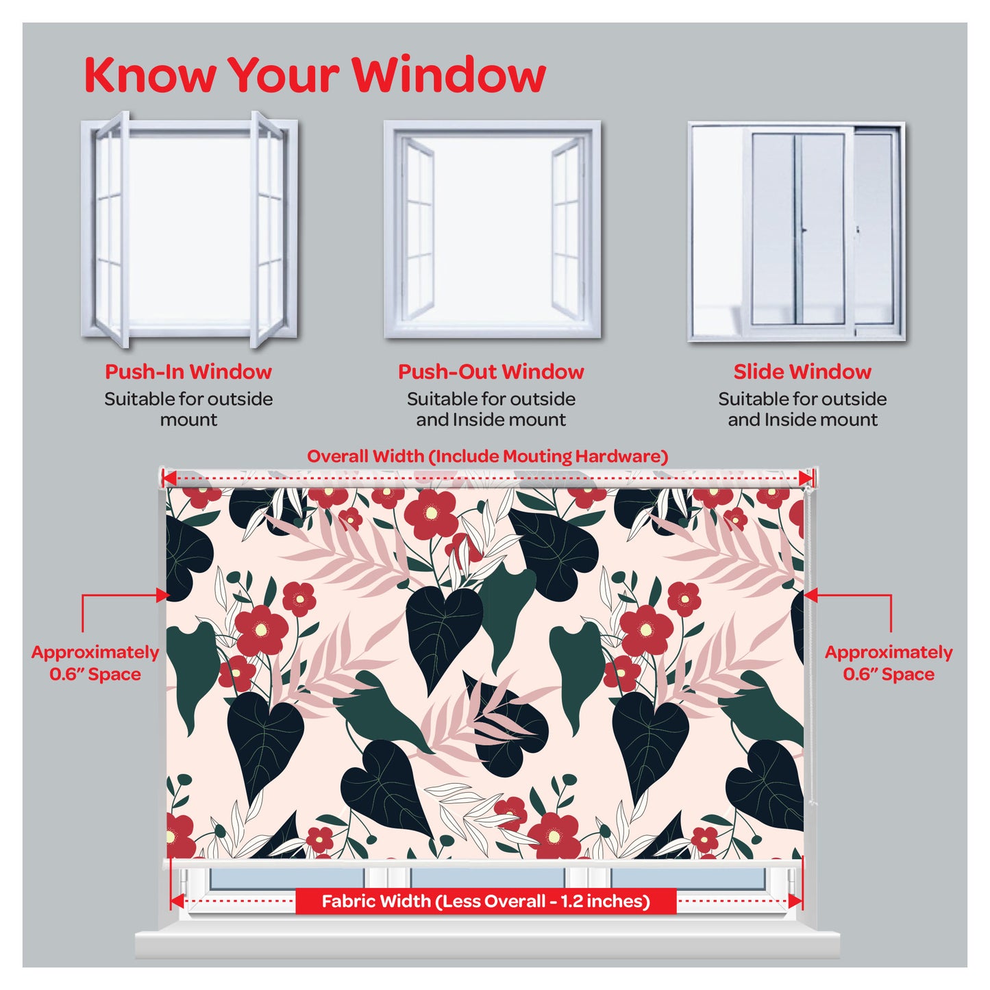 Botanical Garden Flower Pattern Window Roller Shade
