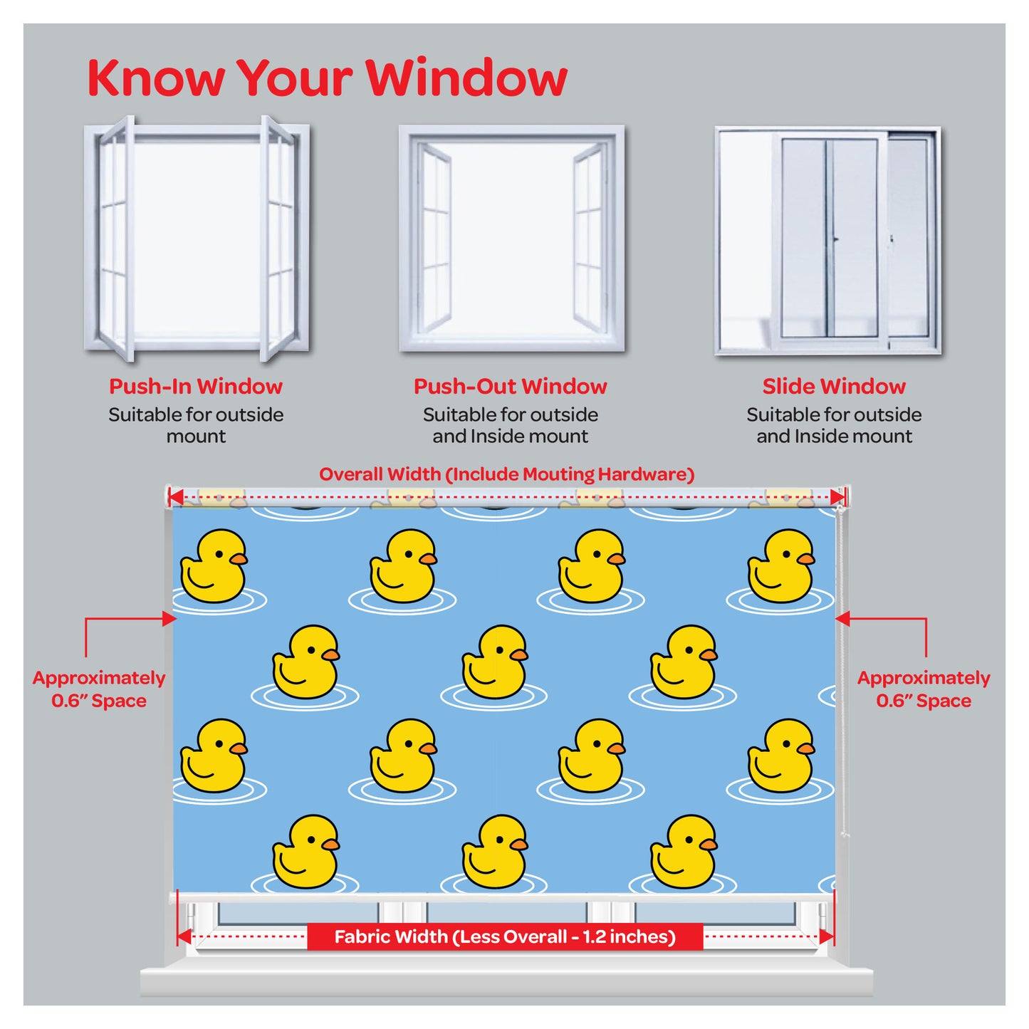 Yellow Duckies Nursery Kid Room Window Roller Shade