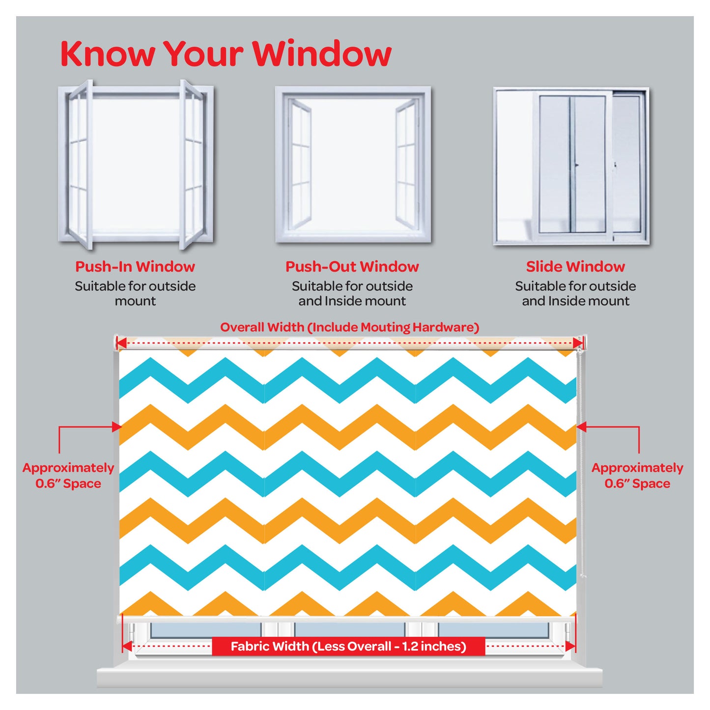 Colorful Zig Zag Print Window Roller Shade