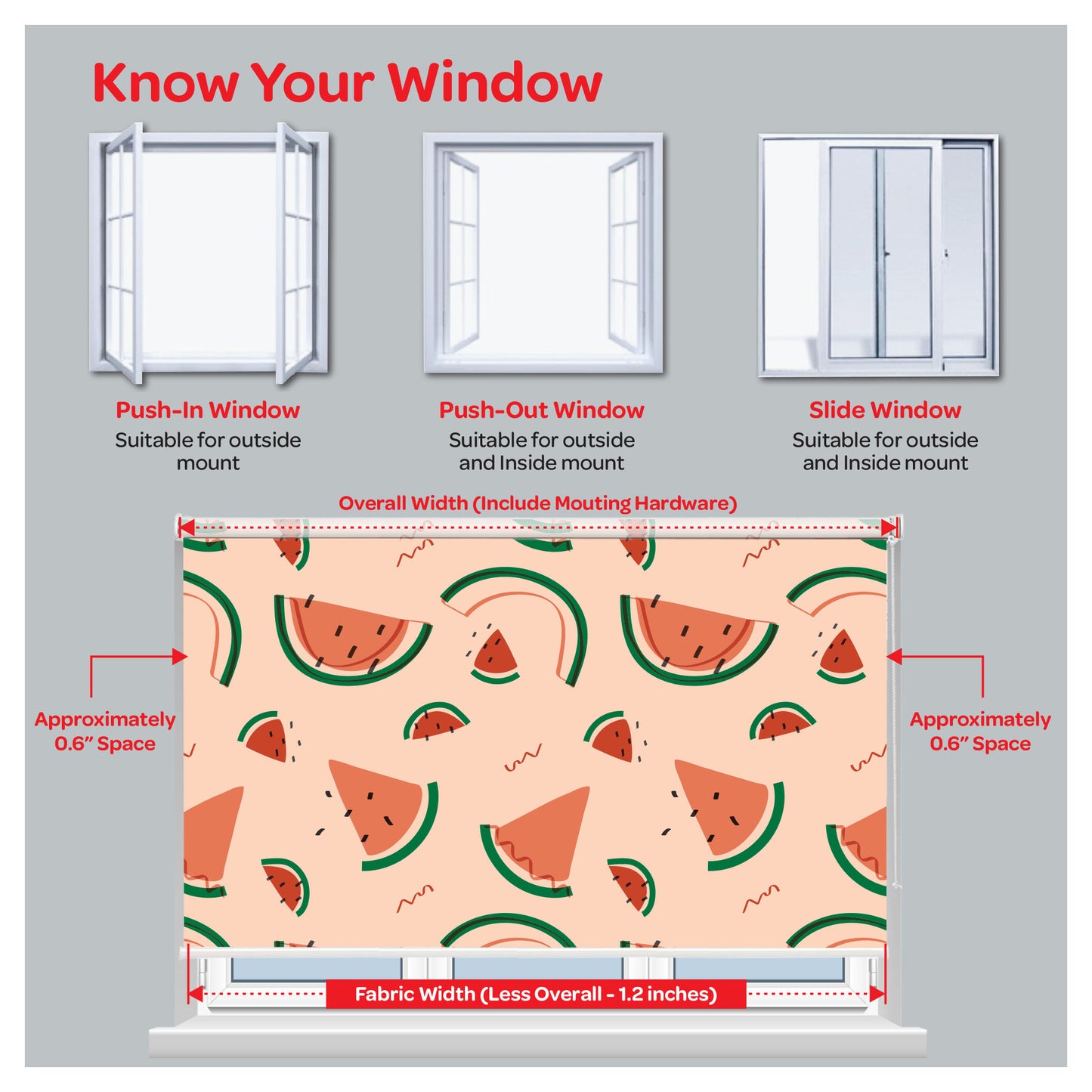 Summer Watermelon Fruits Window Roller Shade