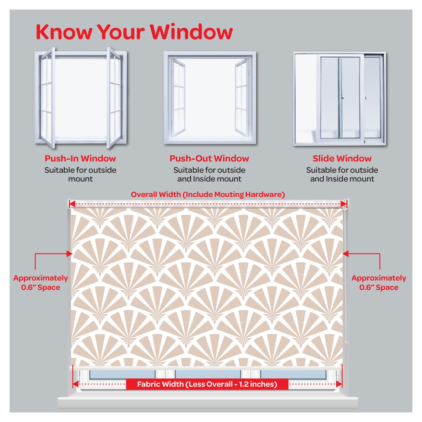 Contemporary Japanese Harisen Hand Fan Print Window Roller Shade