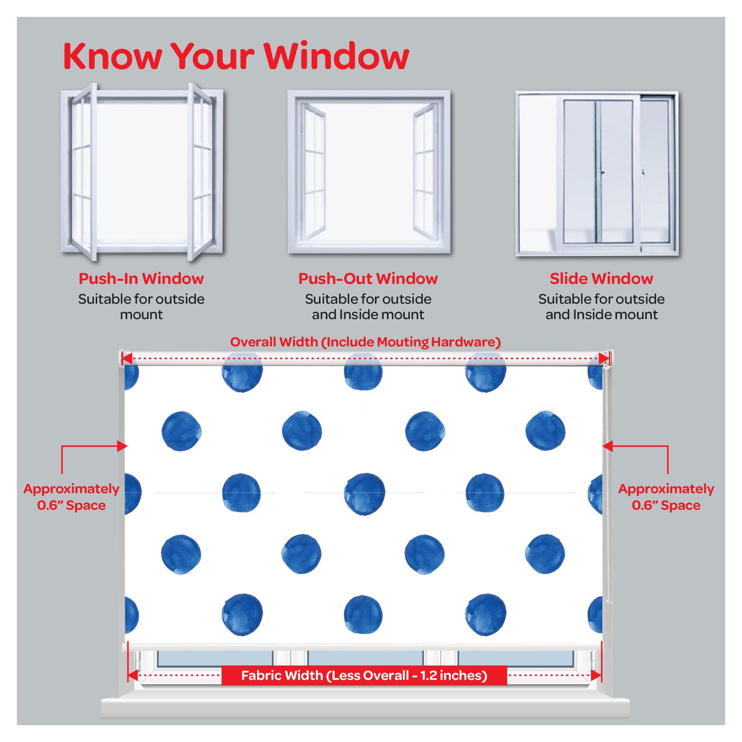 Blue Watercolor Polka Dots Window Roller Shade