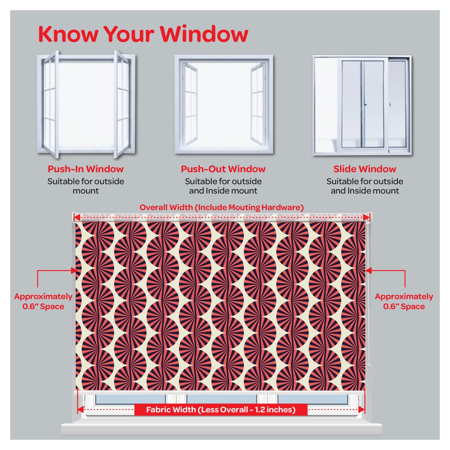 Mid Century Illusion Red Window Roller Shade