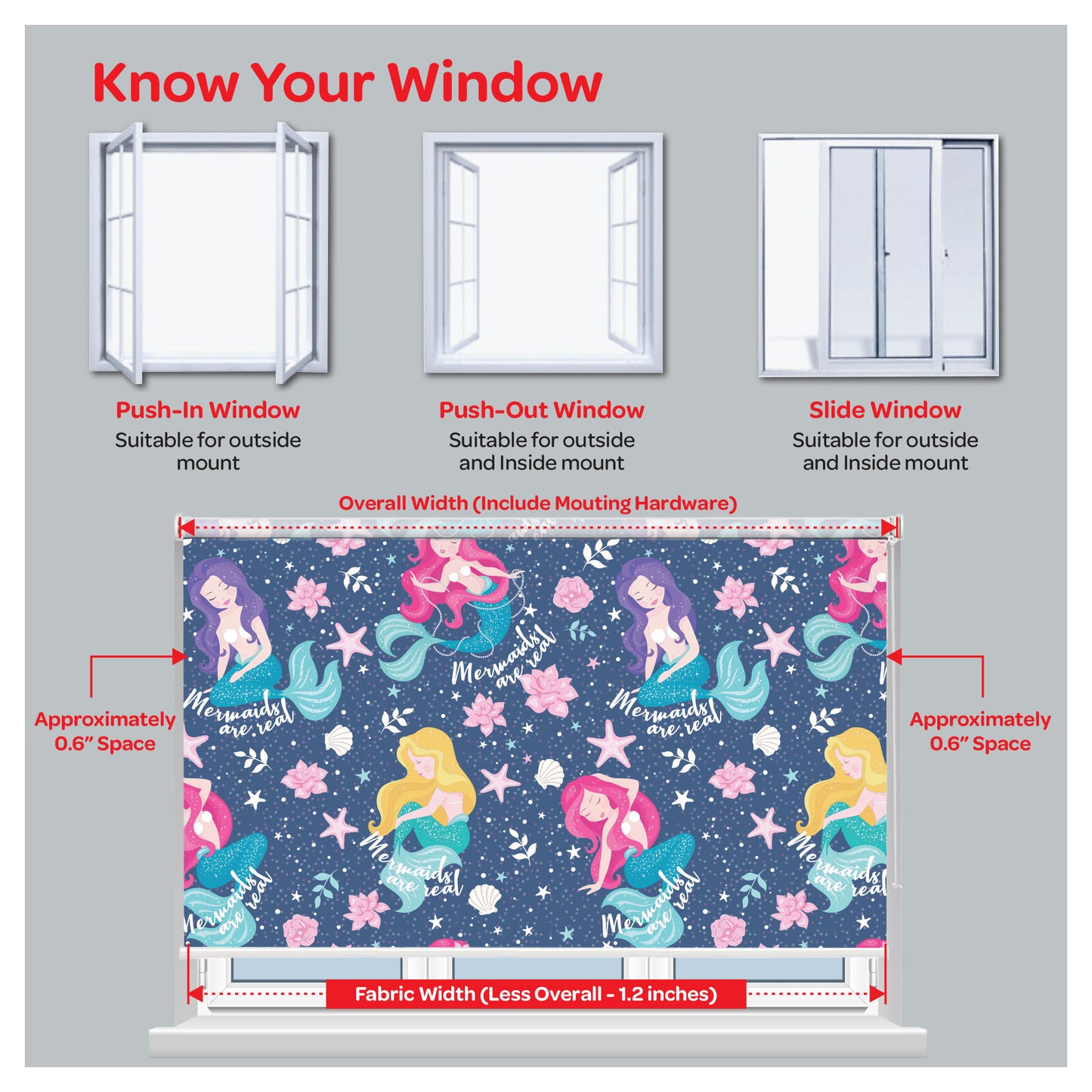 Mermaids are Real Nursery Kid Room Window Roller Shade