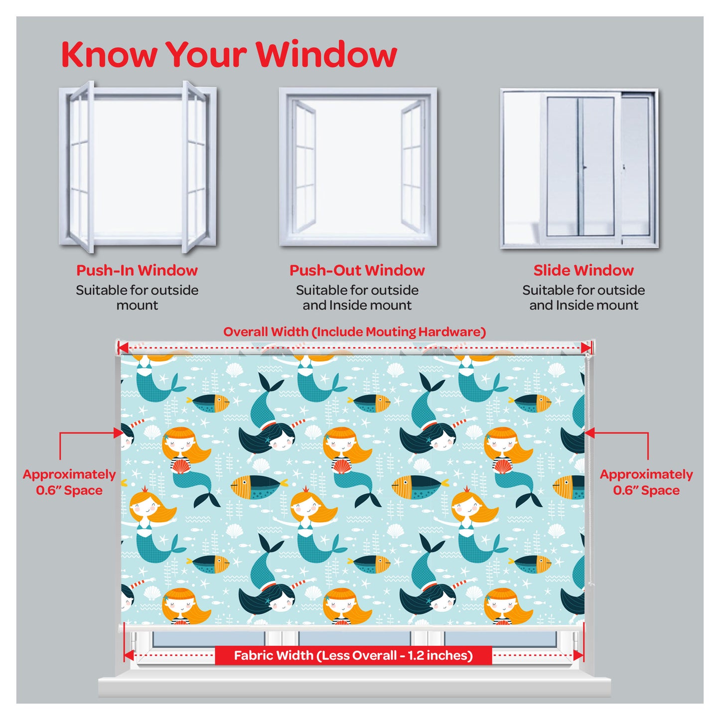 Mermaid in Ocean Window Roller Shade