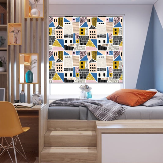 Cartoon Nusery Kid Room Houses Window Roller Shade